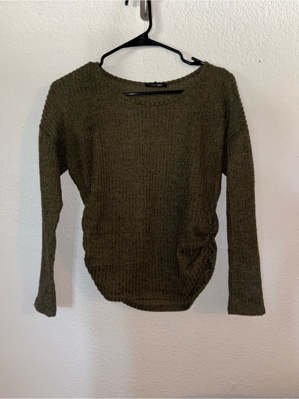 Papermoon Olive Green Scoop Neck Knit Sweater